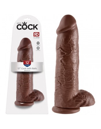 Gode ventouse avec testicules King Cock latino - 30 cm Ø 7 cm