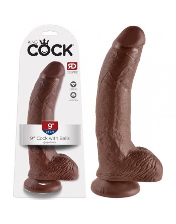 Gode ventouse avec testicules King Cock latino - 23 cm Ø 4,8 cm