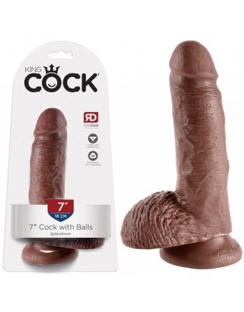 Gode ventouse avec testicules King Cock latino - 19 cm