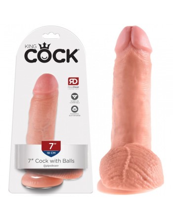 Gode ventouse avec testicules King Cock chair - 19 cm