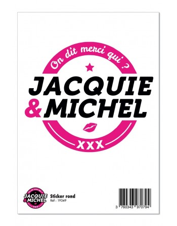 Grand sticker Jacquie  Michel rond blanc