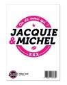 Grand sticker Jacquie  Michel rond blanc
